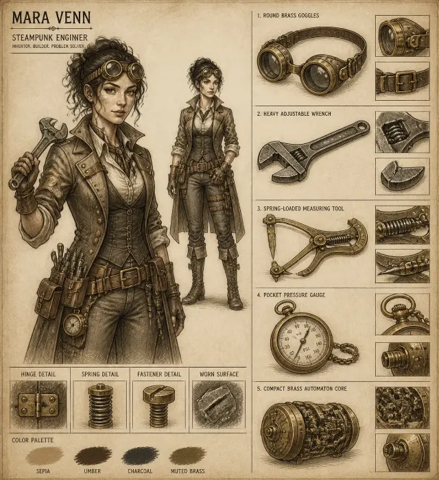 Steampunk Engineer Pencil Gear Breakdown
