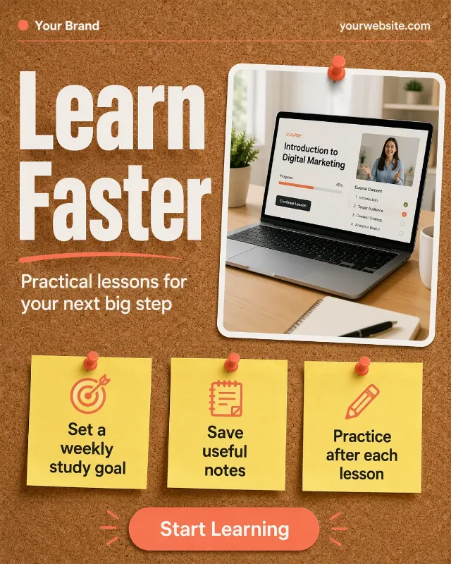 Sticky Note Course Tips Instagram Post