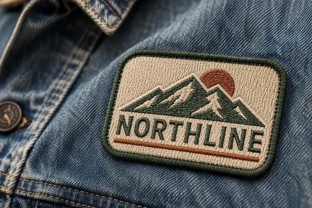 Stitched Denim Jacket Logo Patch Mockup
