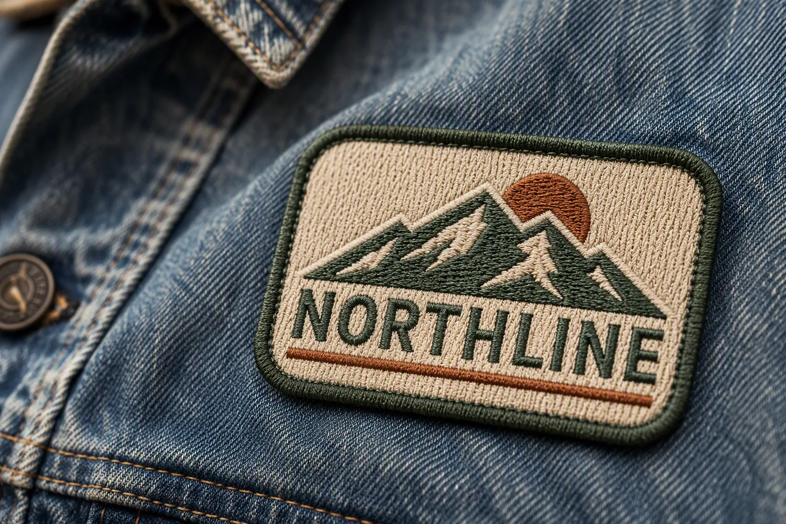 Stitched Denim Jacket Logo Patch Mockup