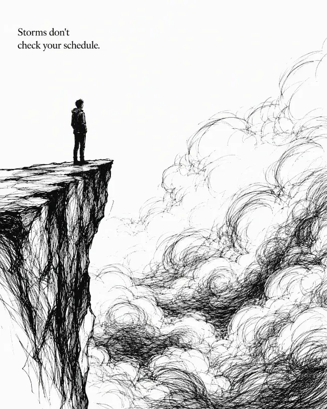 Stormy Cliff Motivational Quote Graphic