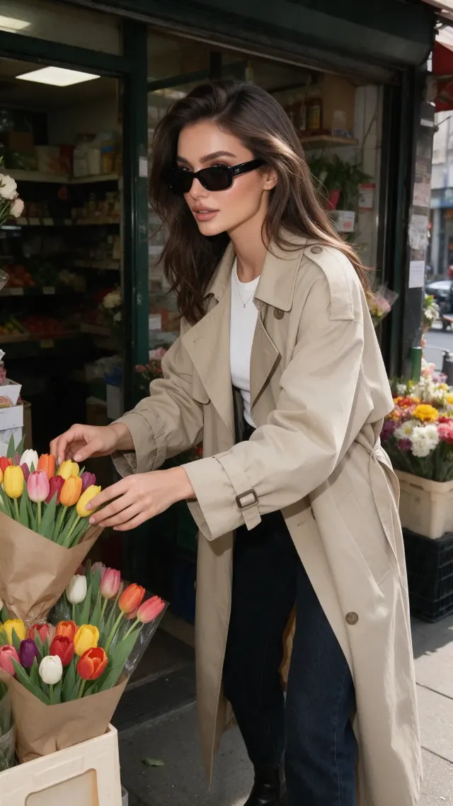 Streetstyle Flower Shop Candid Portrait