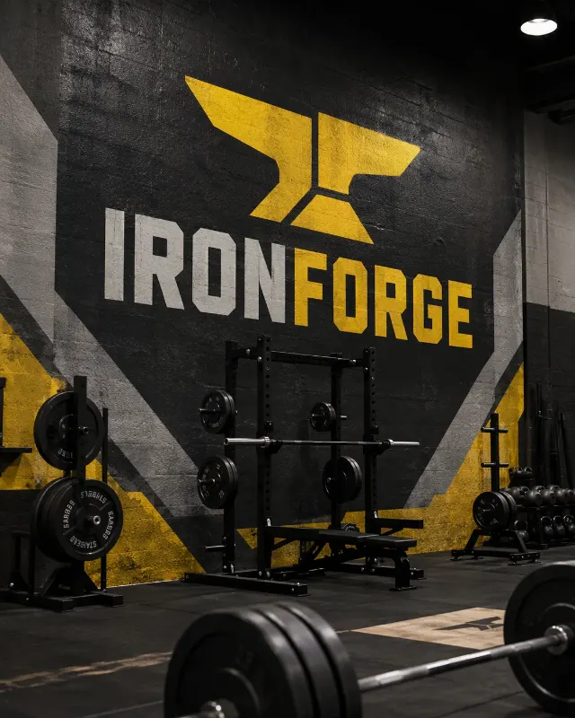 Strength Gym Wall Logo Mural Mockup