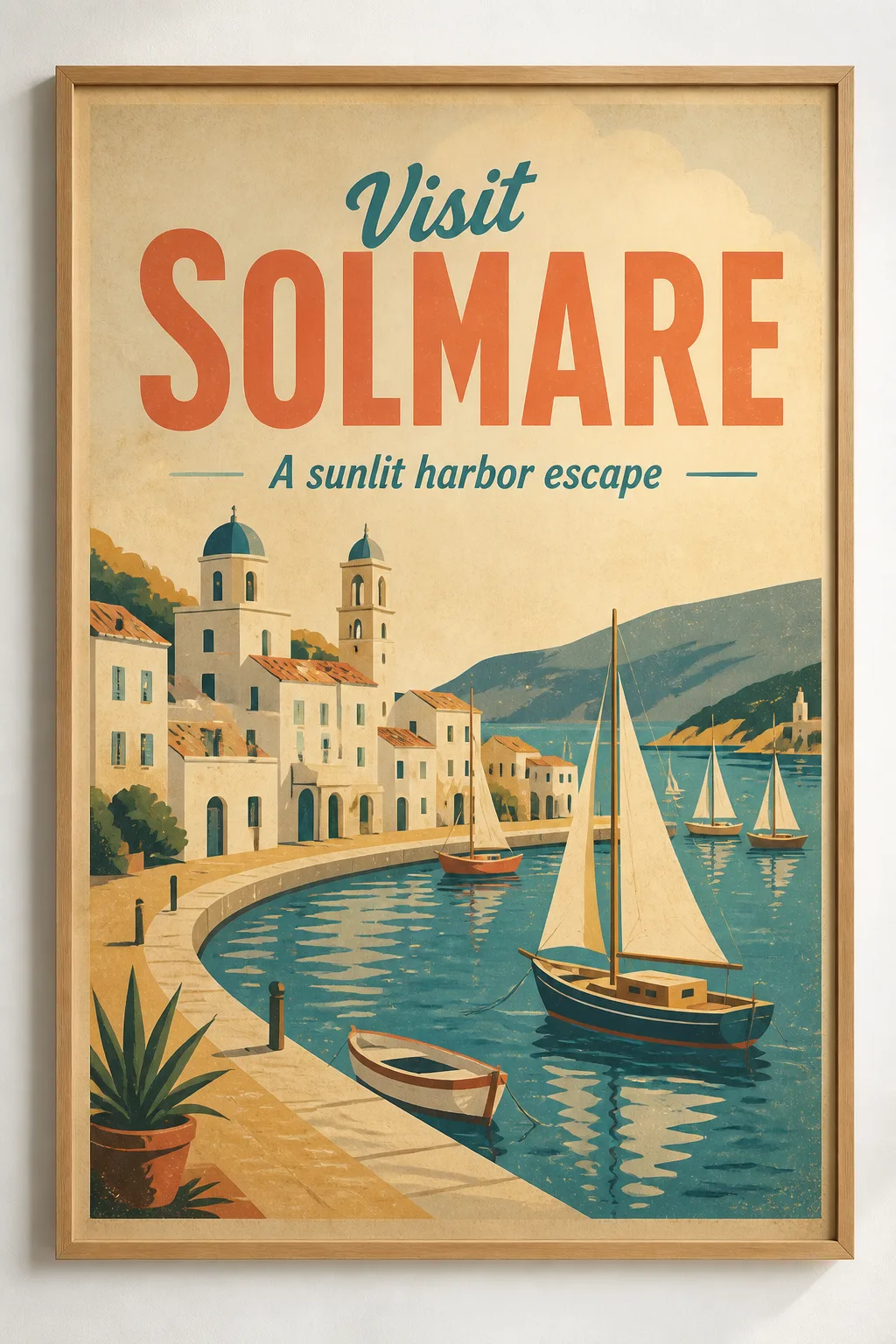 Sun-Faded Coastal Travel Poster Mockup