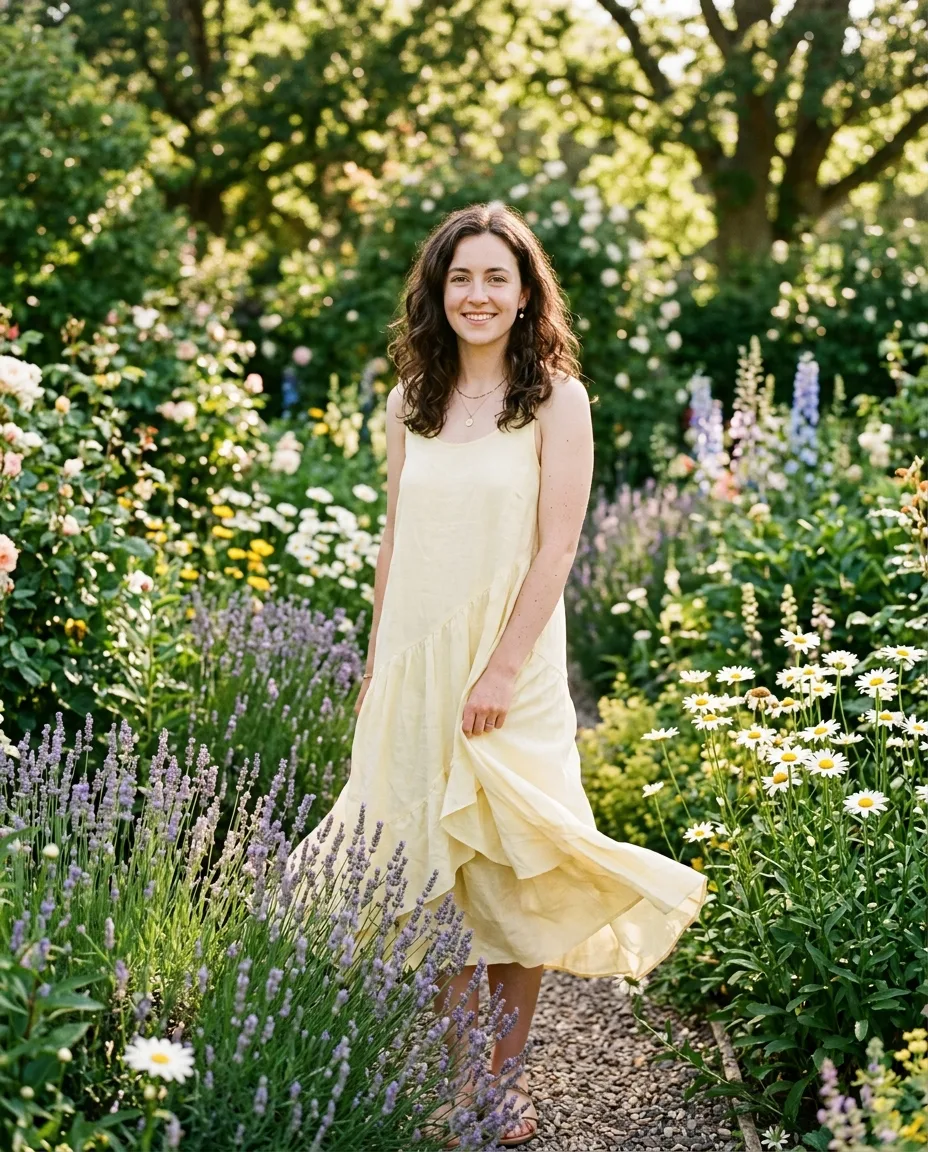 Sunlit Garden Summer Dress Portrait