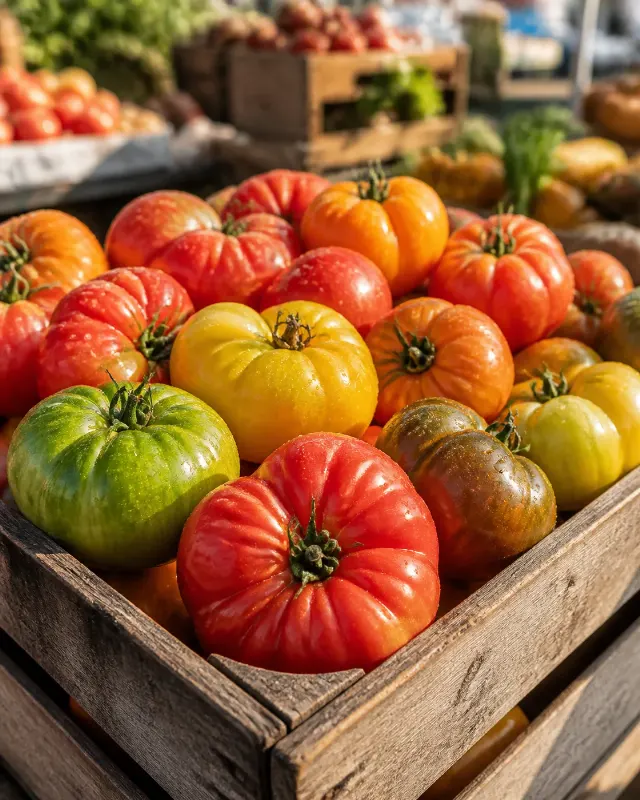 Sunlit Heirloom Tomato Market Crate