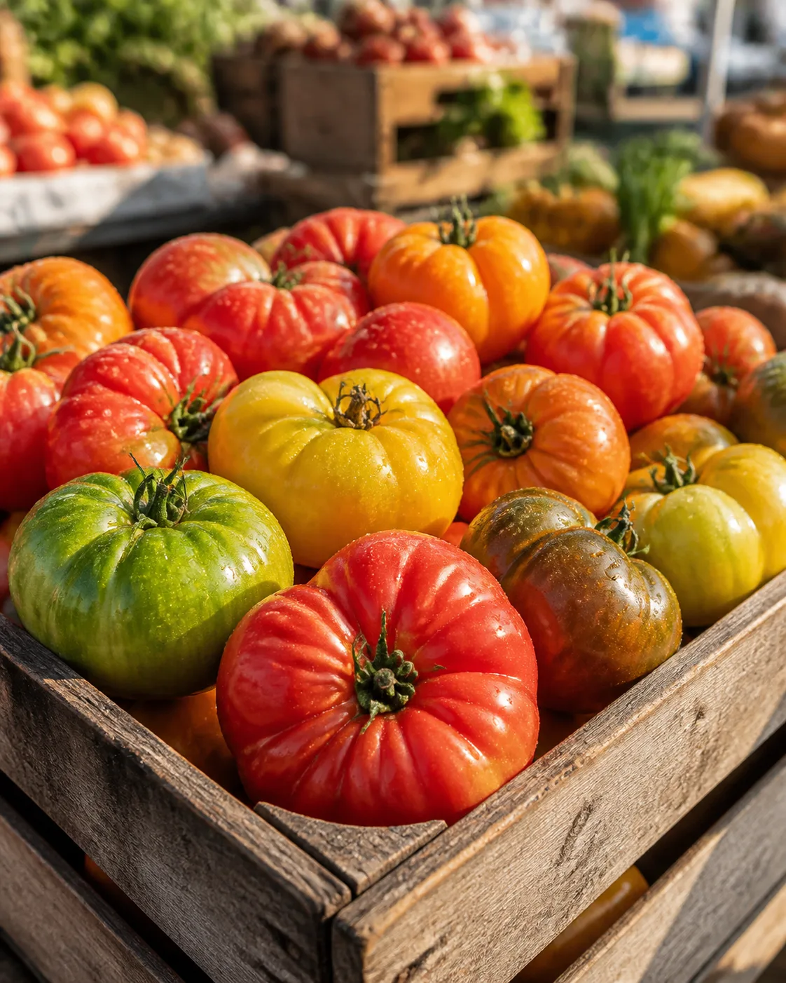 Sunlit Heirloom Tomato Market Crate