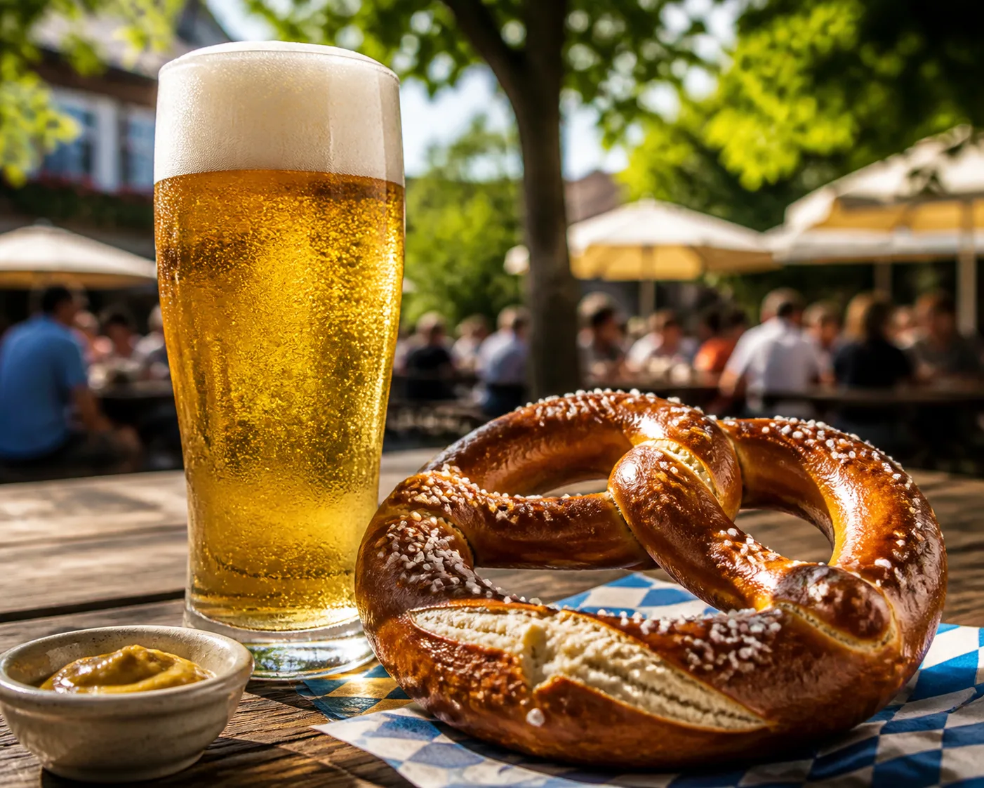 Sunny Beer Garden Beer And Pretzel Photo