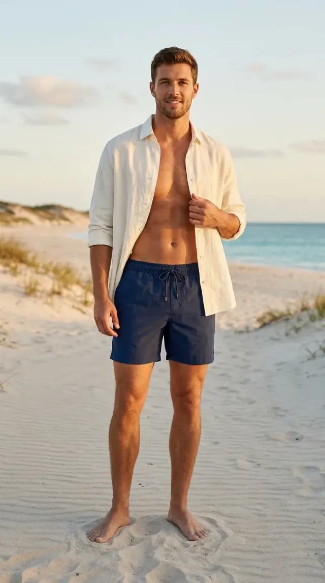 Tailored Swim Shorts Beach Model Photo