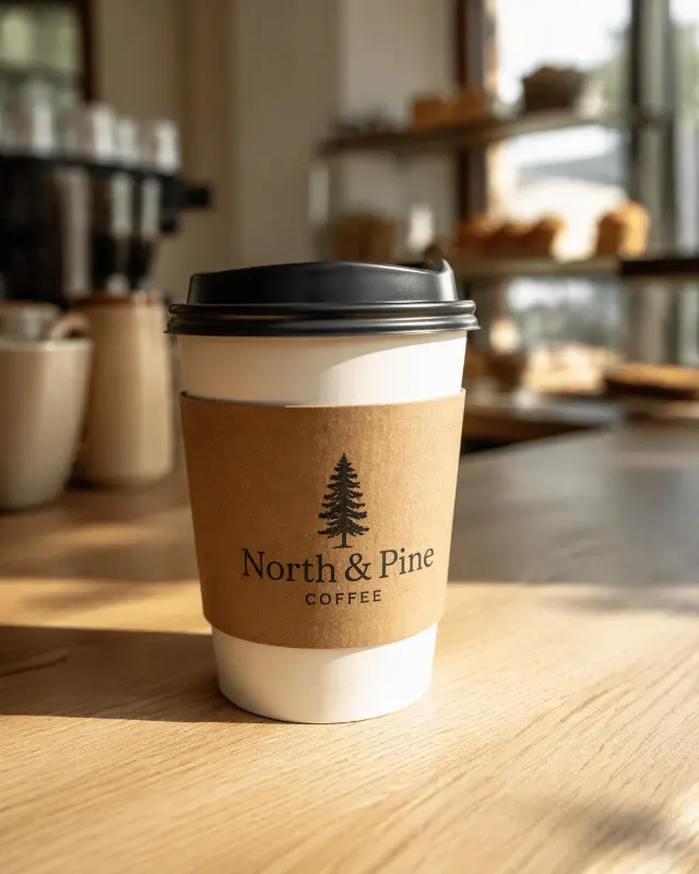 Takeaway Coffee Cup Sleeve Logo Mockup