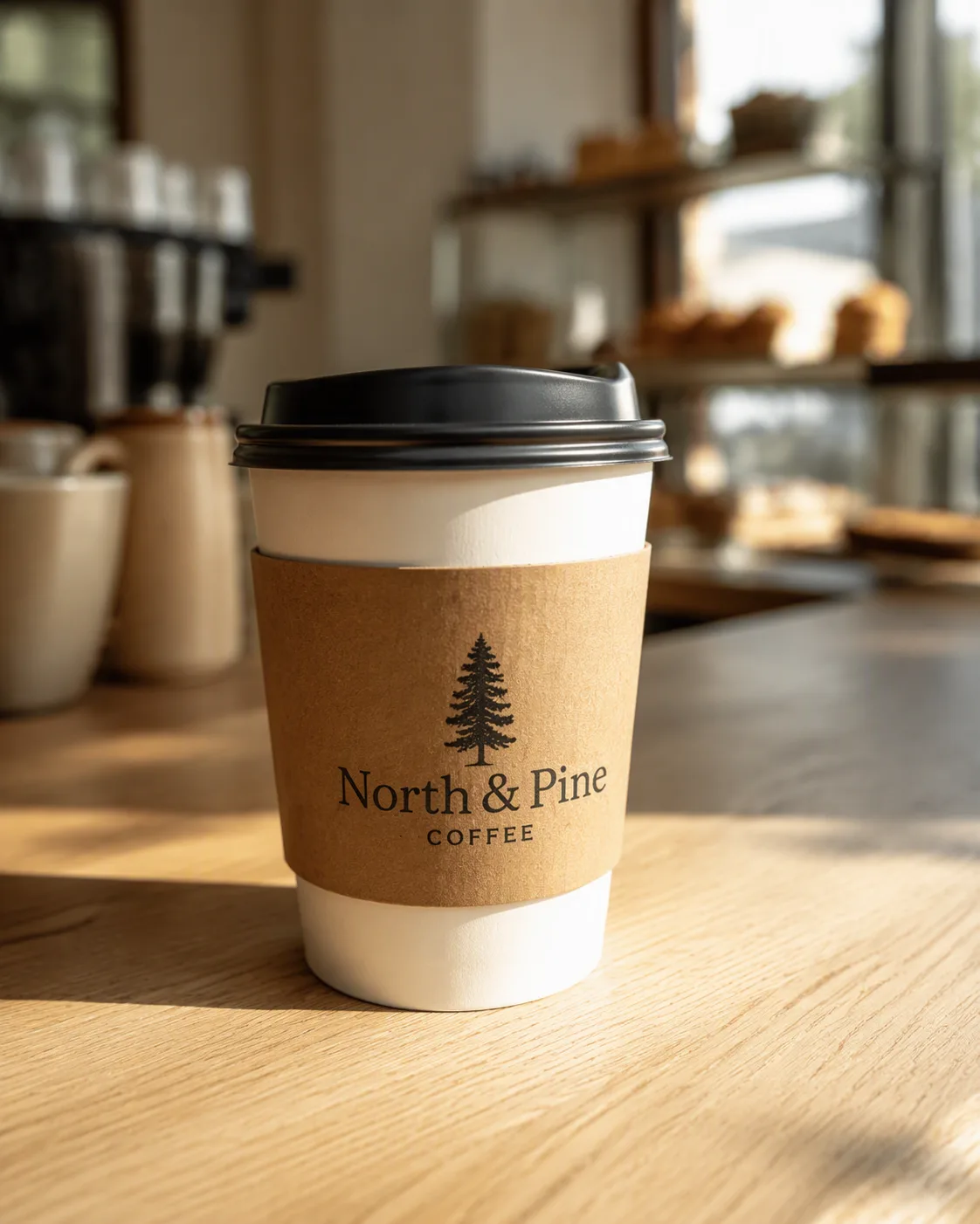 Takeaway Coffee Cup Sleeve Logo Mockup