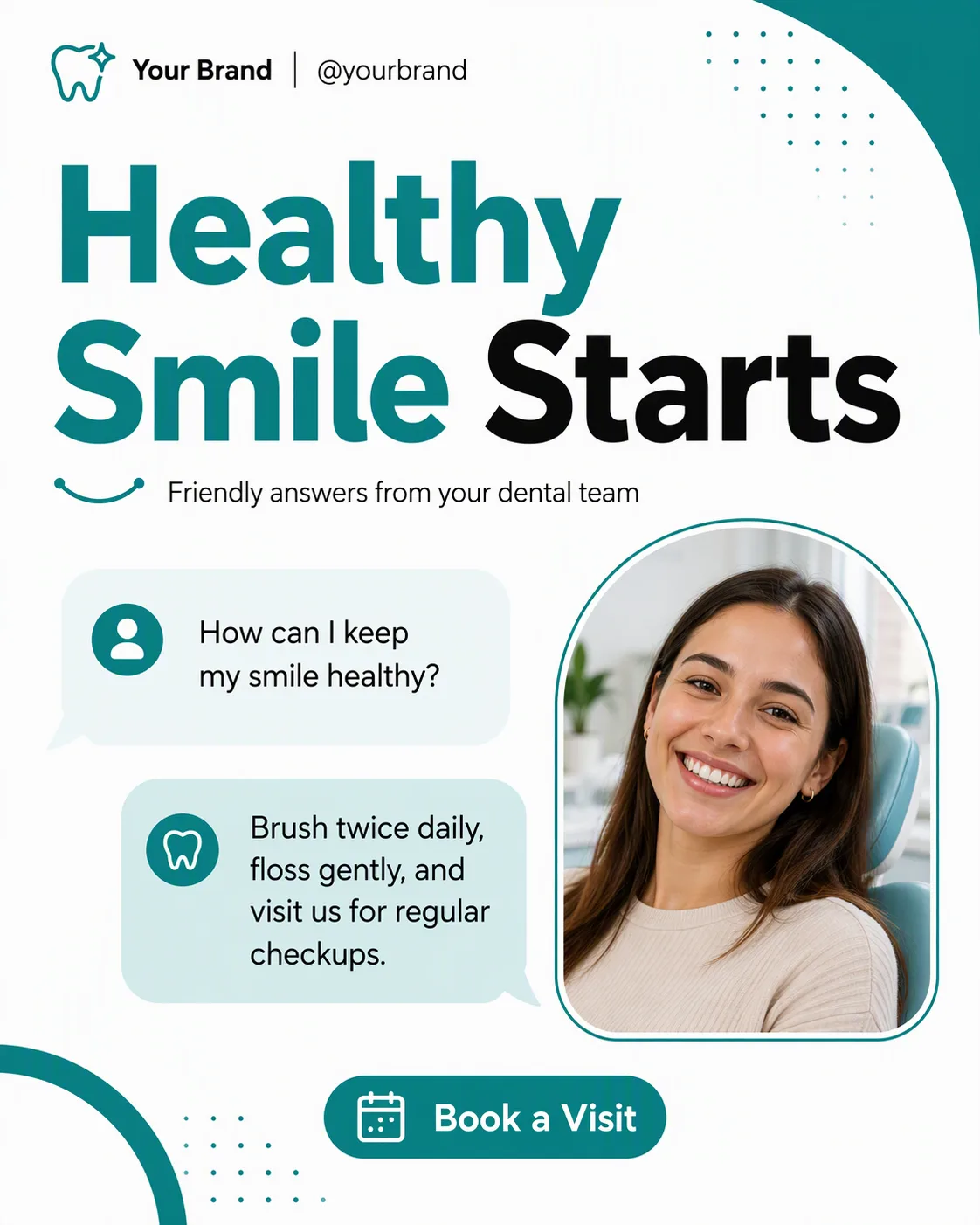 Teal Dental Clinic Chat Bubble Post