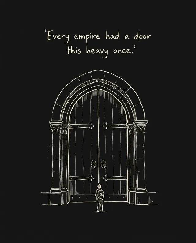 Tiny Figure Massive Door Quote Graphic