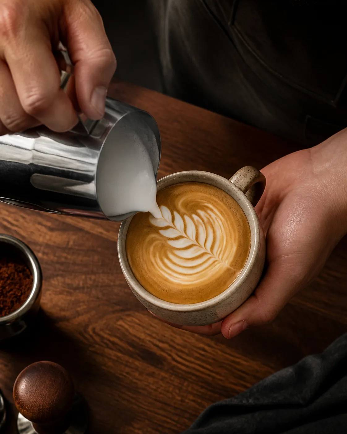 Top Down Barista Latte Art Photo