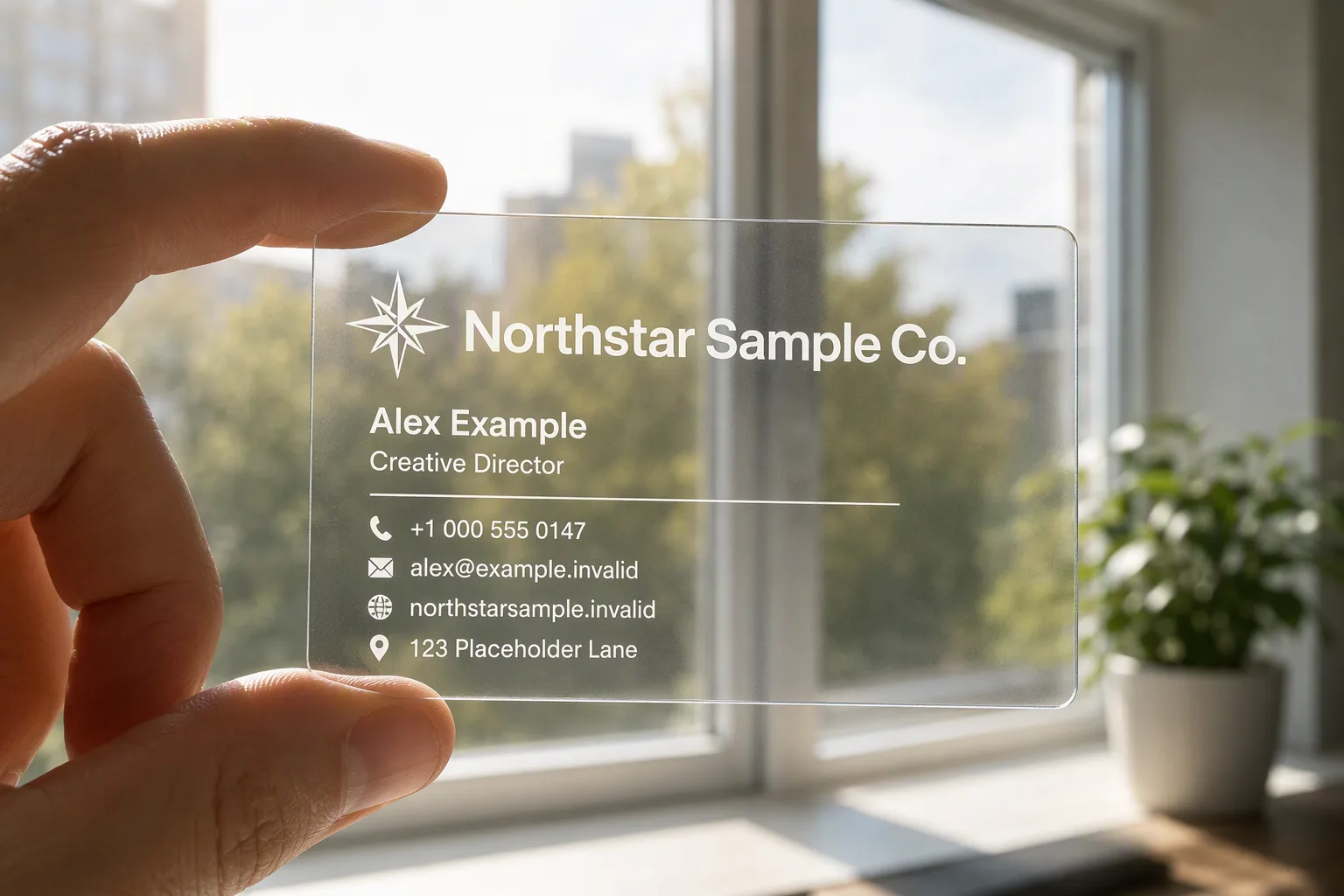 Transparent Plastic Business Card Window Mockup