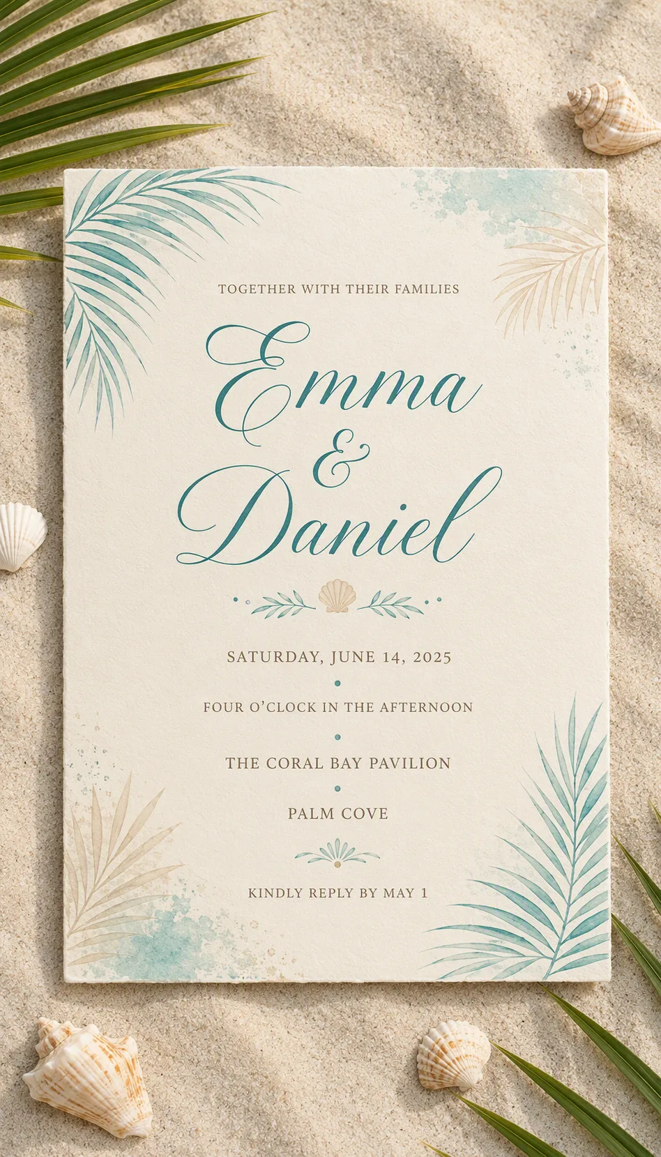 Tropical Beach Wedding Invitation
