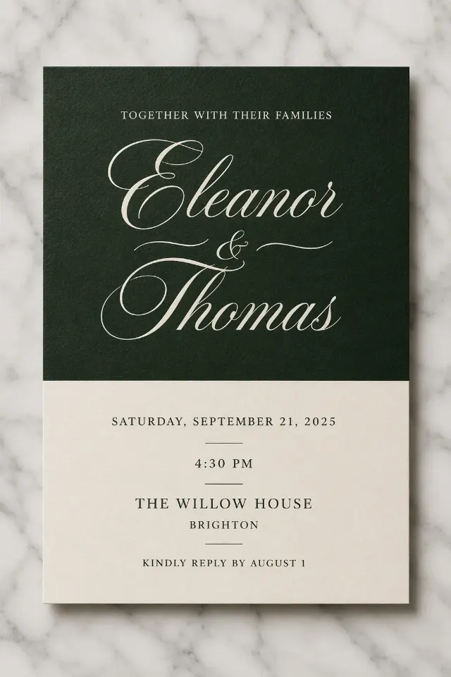 Two Tone Split Wedding Invitation