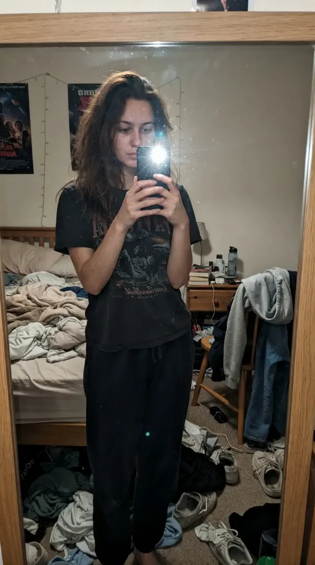 Unfiltered Messy Bedroom Mirror Selfie