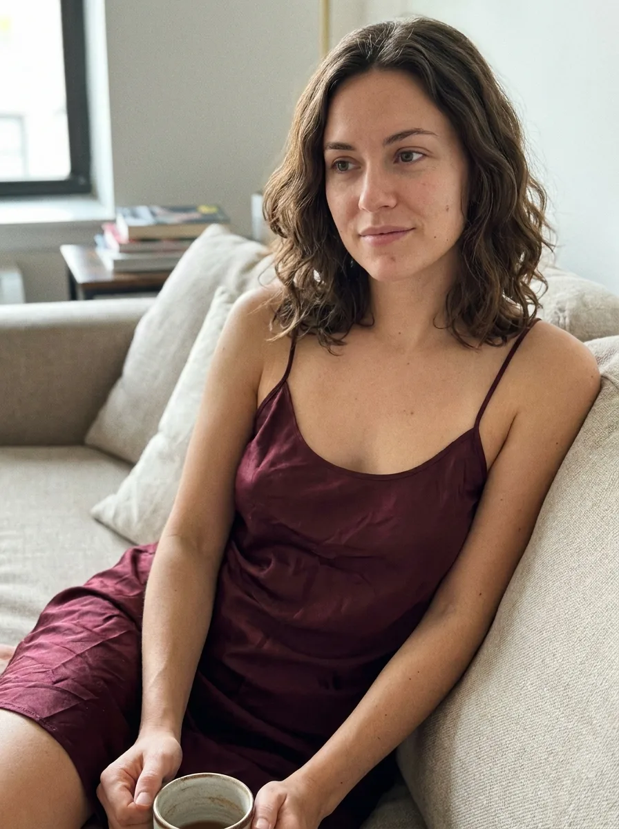 Unfiltered Satin Sofa Portrait