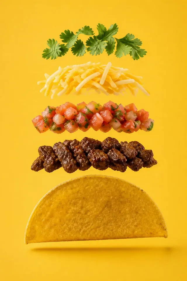 Vertical Floating Taco Food Photograph