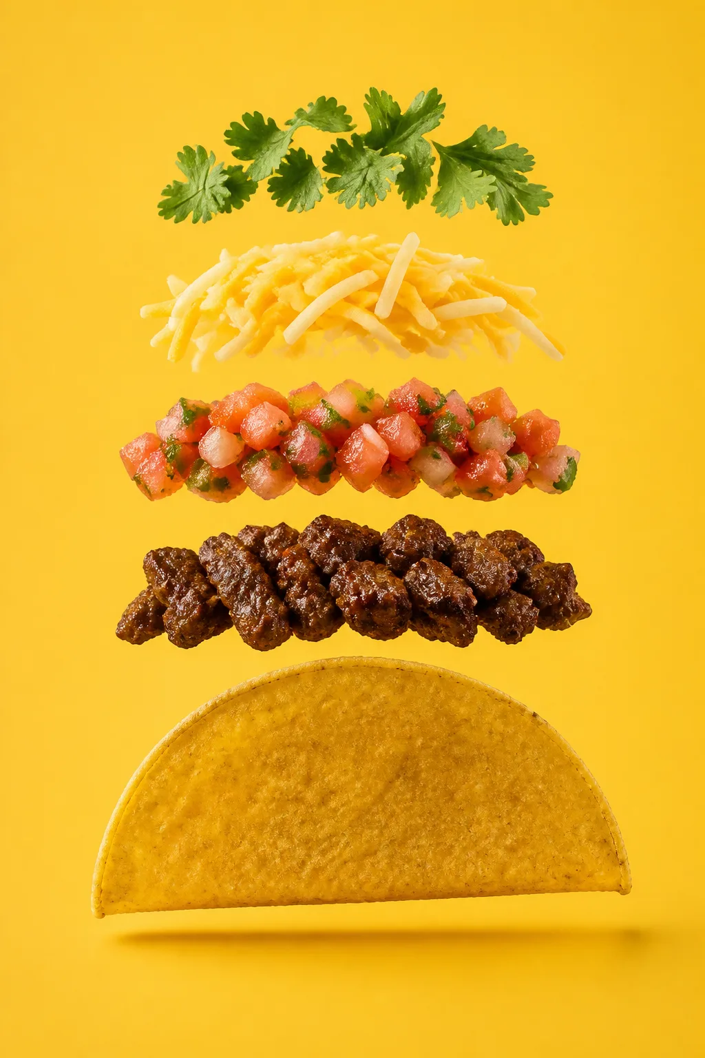 Vertical Floating Taco Food Photograph