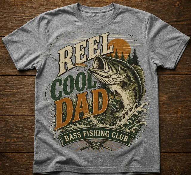 Vintage Bass Fishing Dad Shirt Mockup