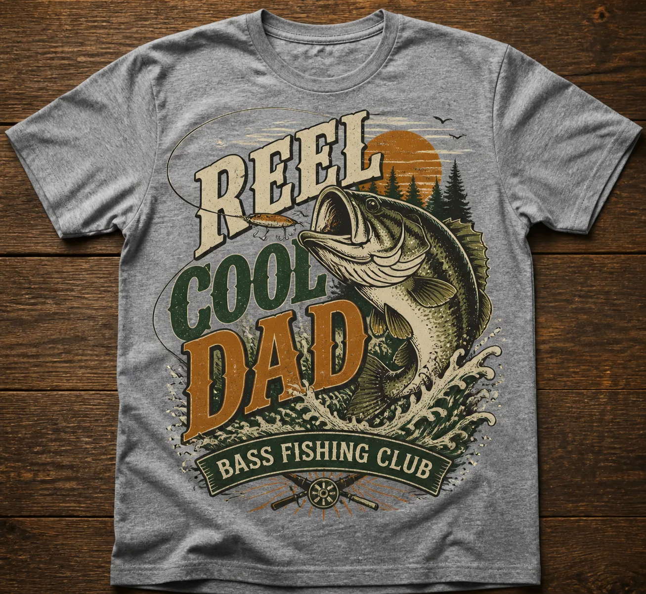 Vintage Bass Fishing Dad Shirt Mockup