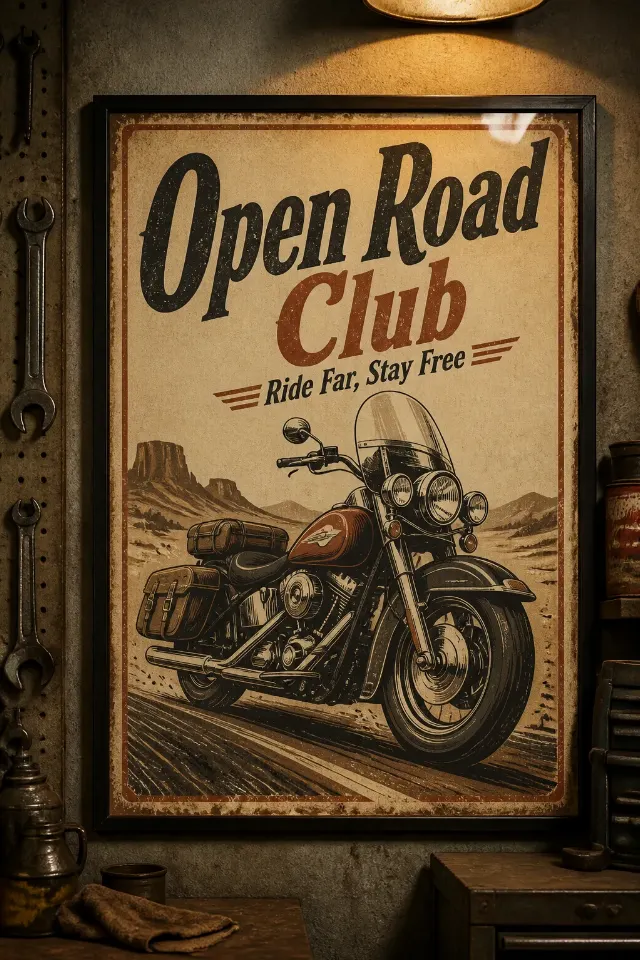 Vintage Motorcycle Garage Poster