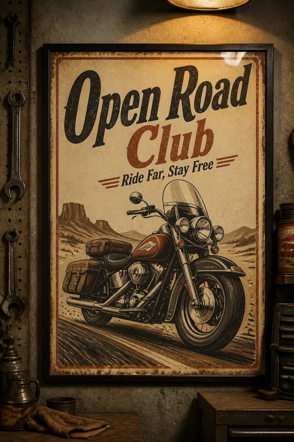 Vintage Motorcycle Garage Poster