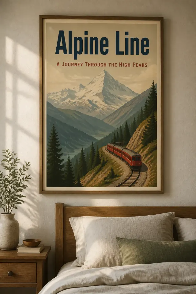 Vintage Railway Mountain Bedroom Poster