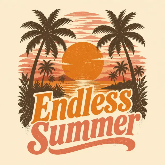 Vintage Sunset Palm T-Shirt Design