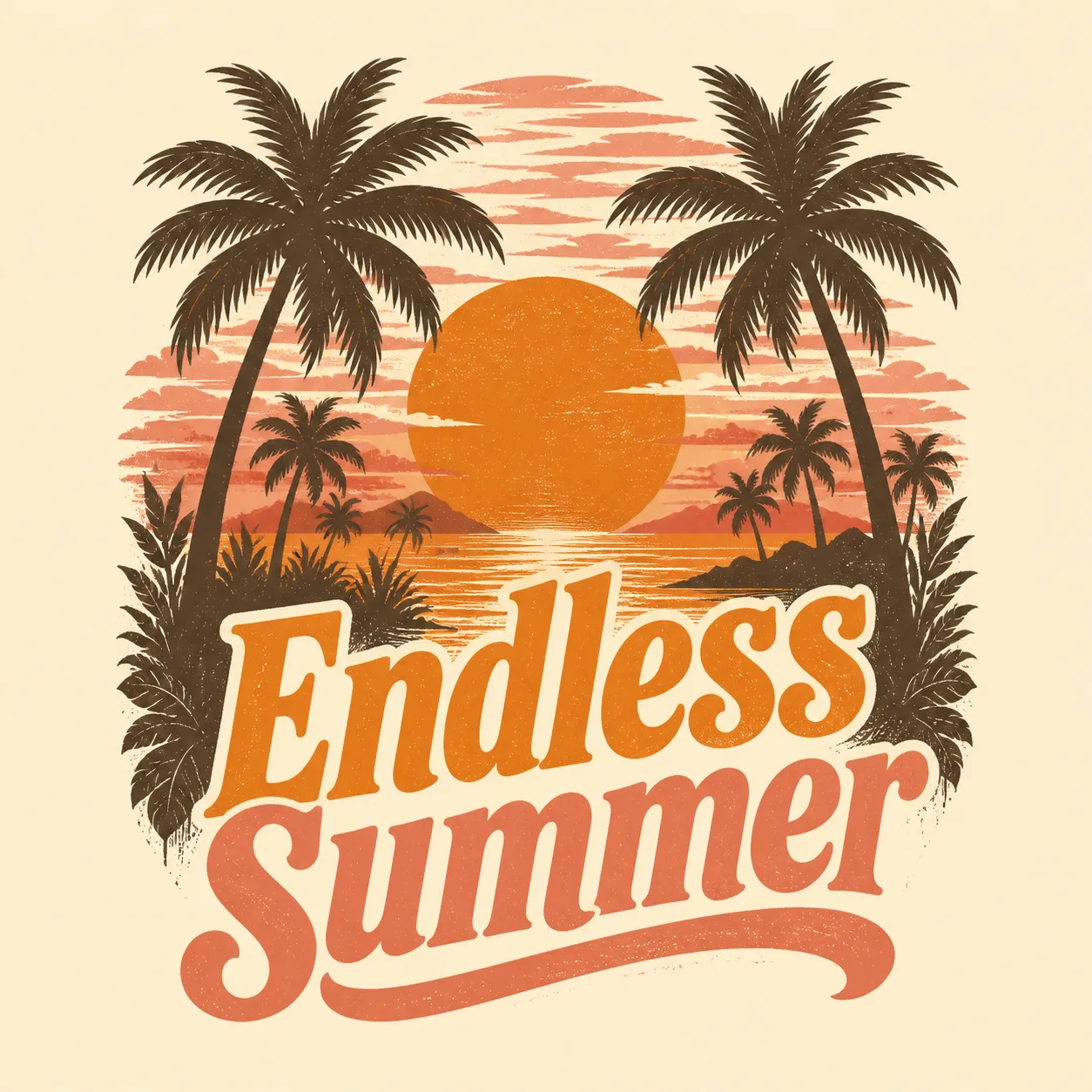 Vintage Sunset Palm T-Shirt Design