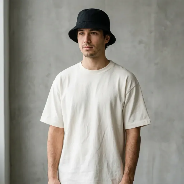 Waist-Up Bucket Hat And Tee Photo