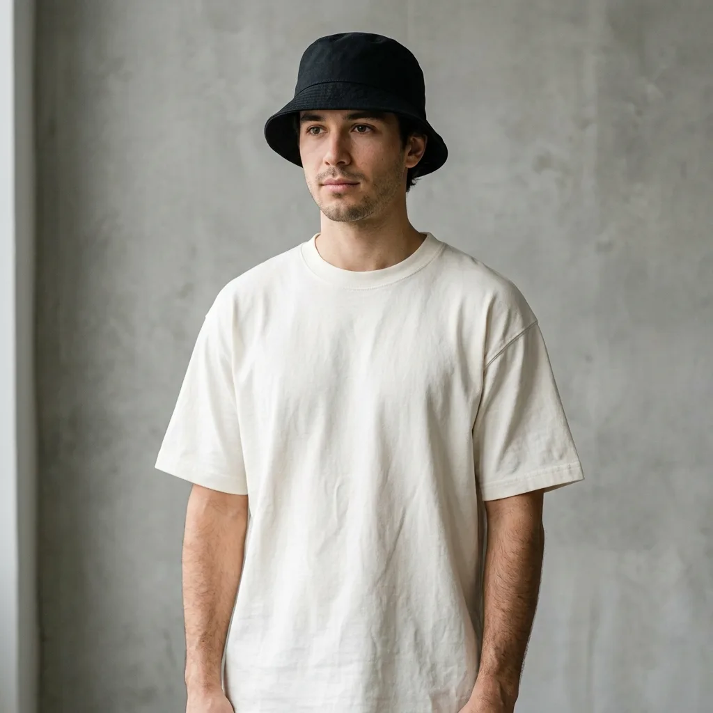Waist-Up Bucket Hat And Tee Photo