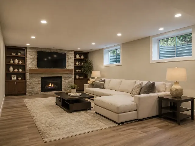 Warm Basement Family Room Listing Photo