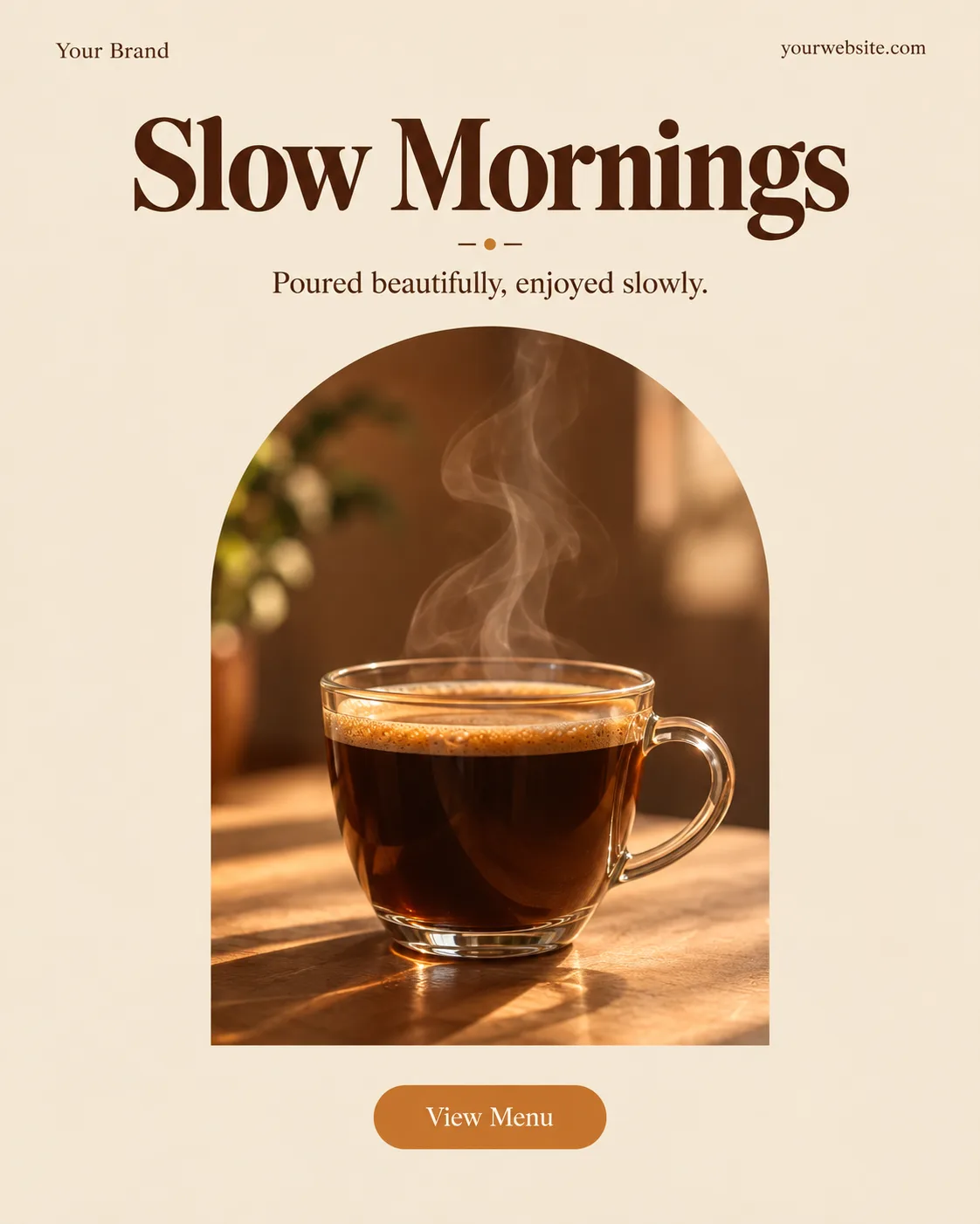 Warm Brown Glass Coffee Cup Post