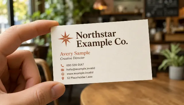 Warm Café Business Card Handheld Mockup
