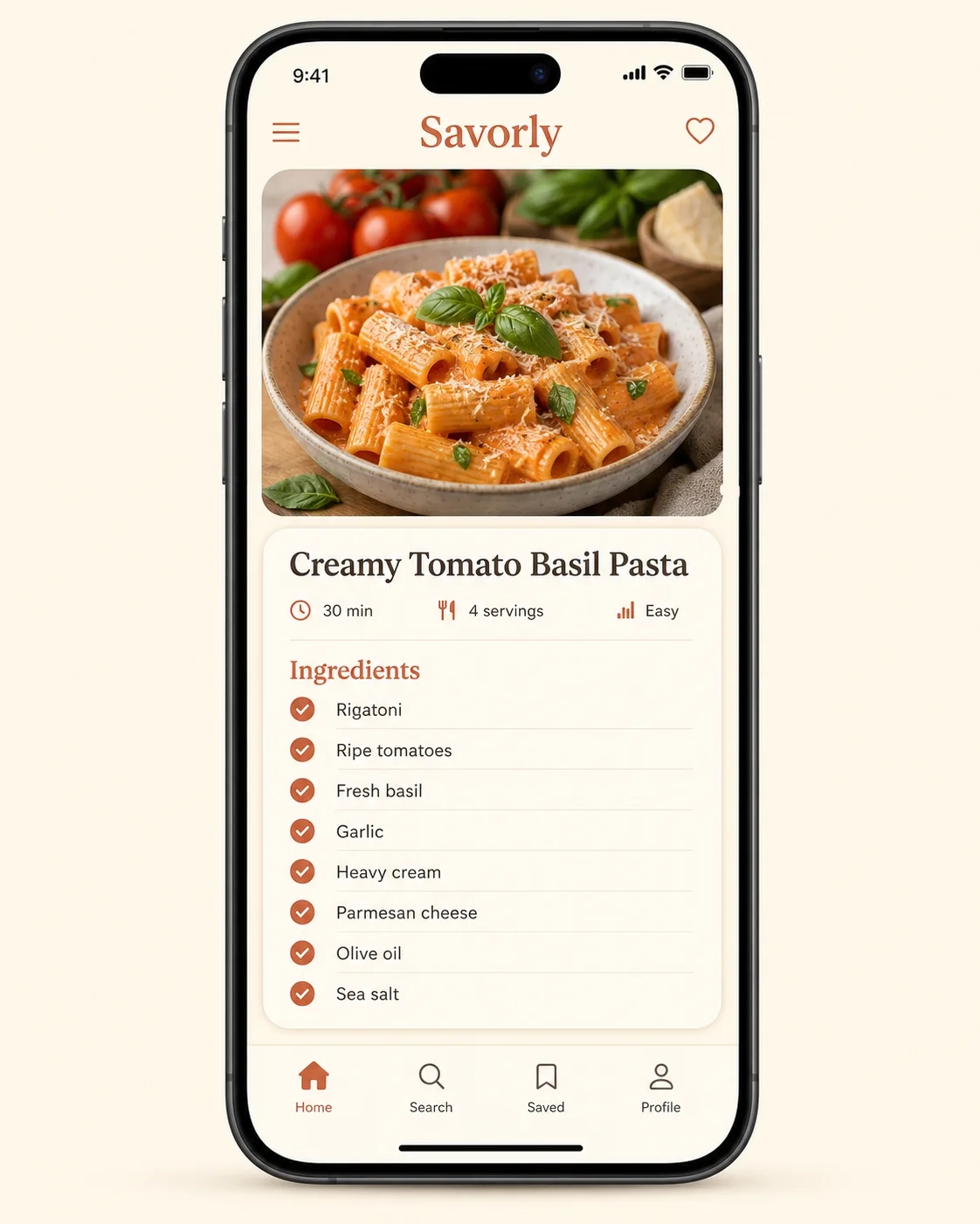 Warm Cream Cooking App Recipe Screenshot