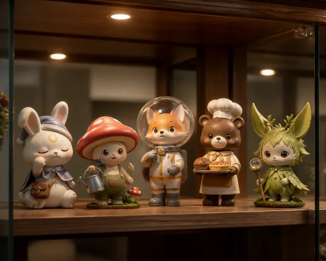 Warm Glass Cabinet Figurine Collection