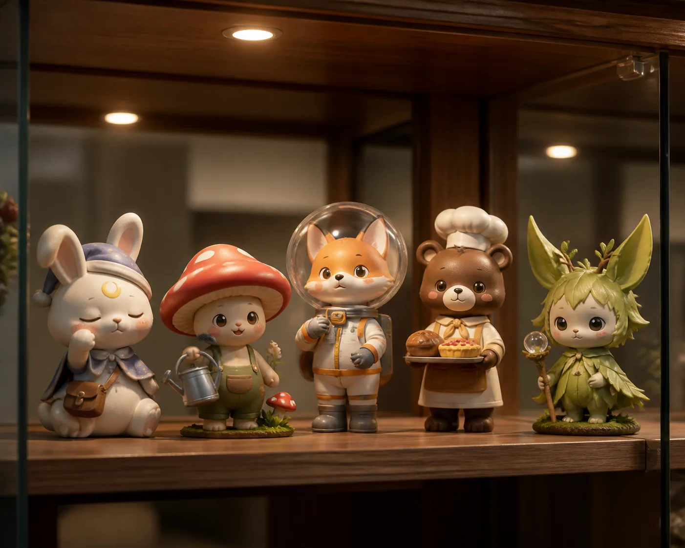 Warm Glass Cabinet Figurine Collection