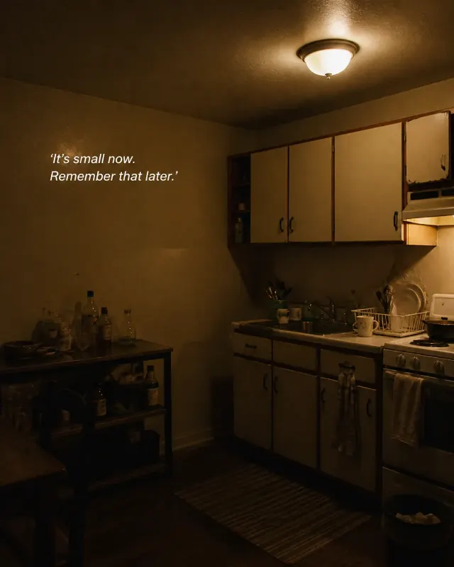 Warm Grainy Apartment Kitchen Quote