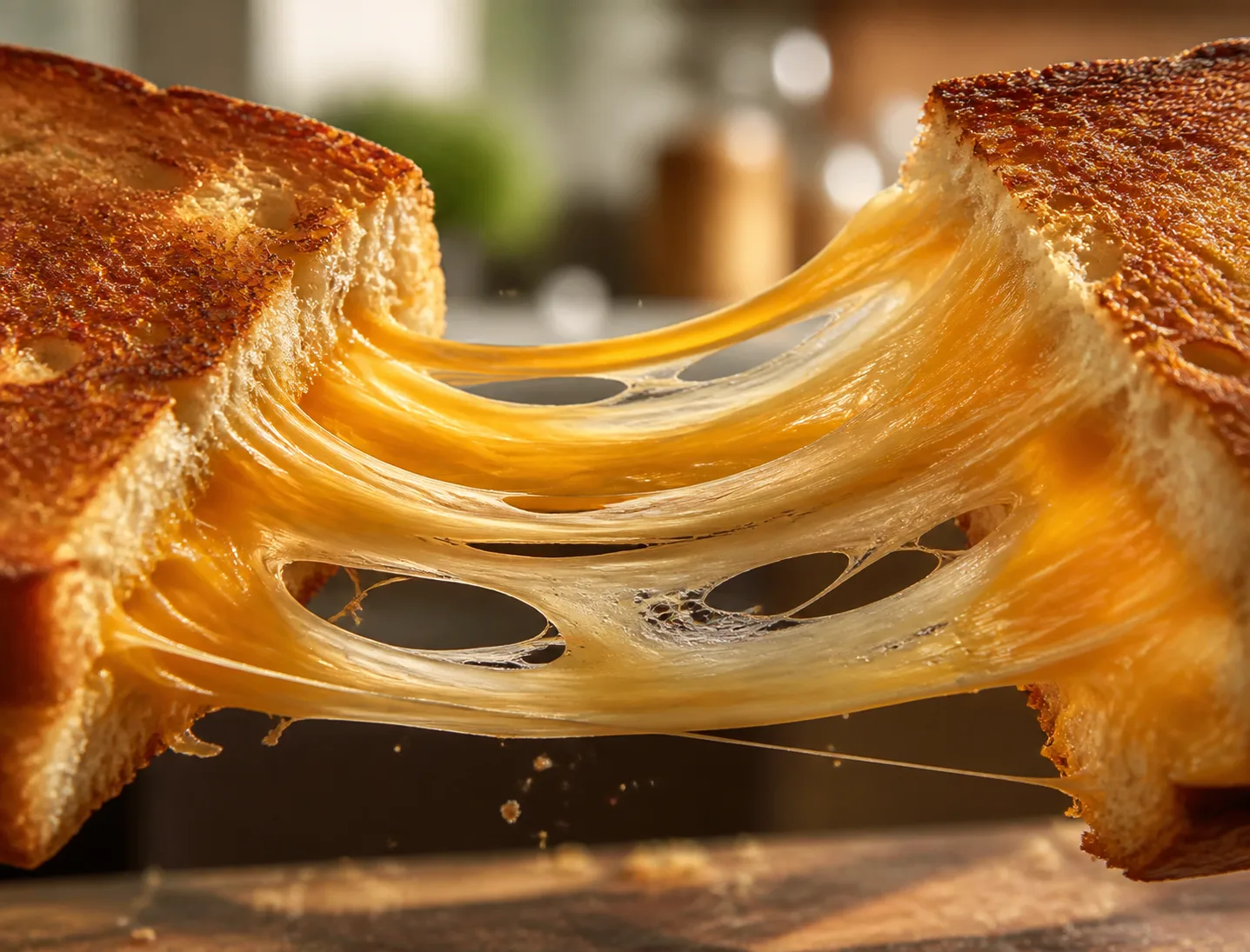 Warm Kitchen Grilled Cheese Cheese Pull