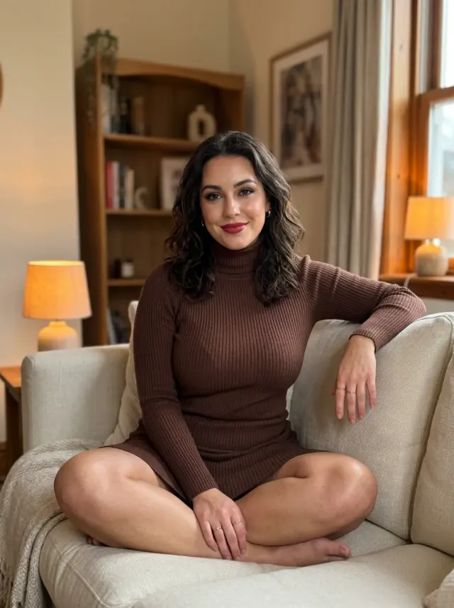 Warm Living Room Turtleneck Portrait
