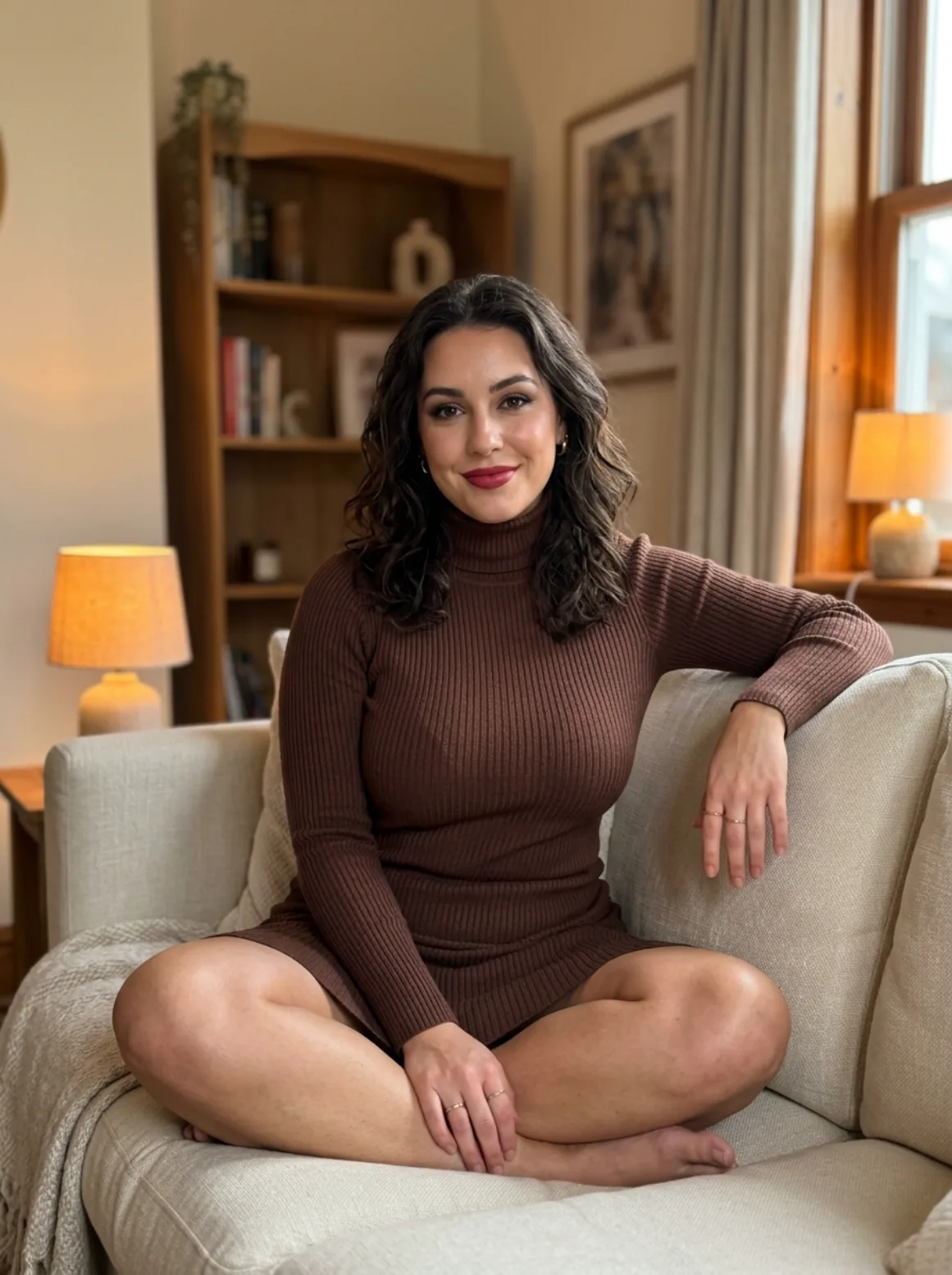 Warm Living Room Turtleneck Portrait