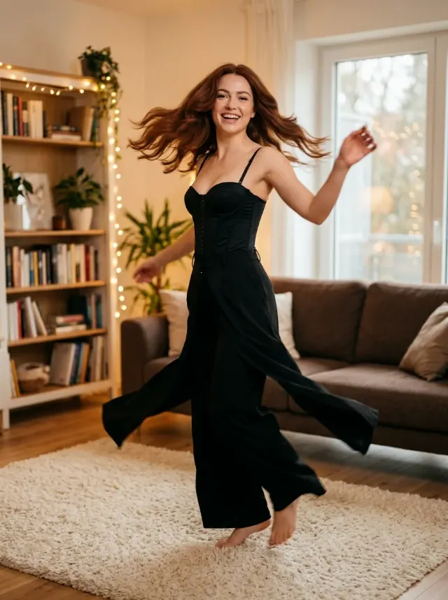 Warm Living Room Twirl Portrait