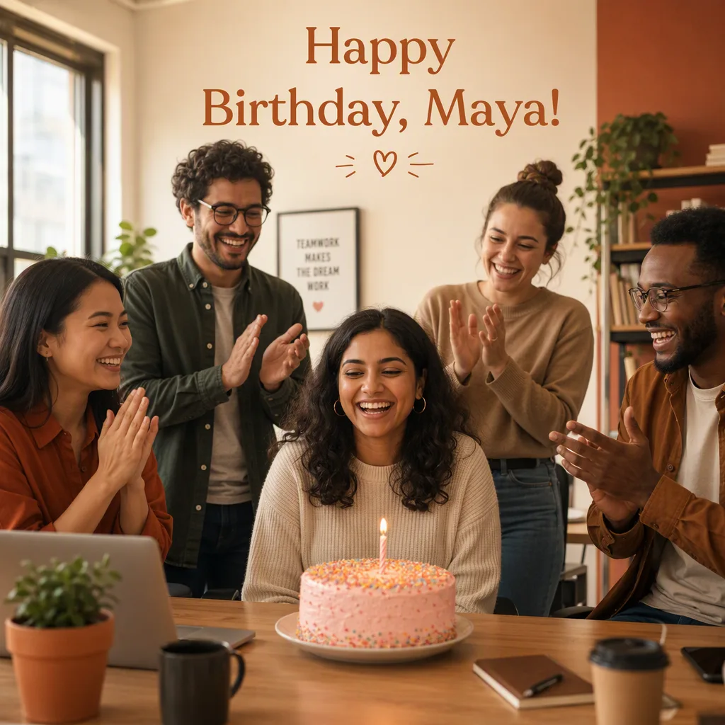 Warm Office Birthday Celebration Post
