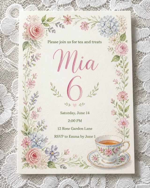 Watercolor Garden Tea Party Invitation