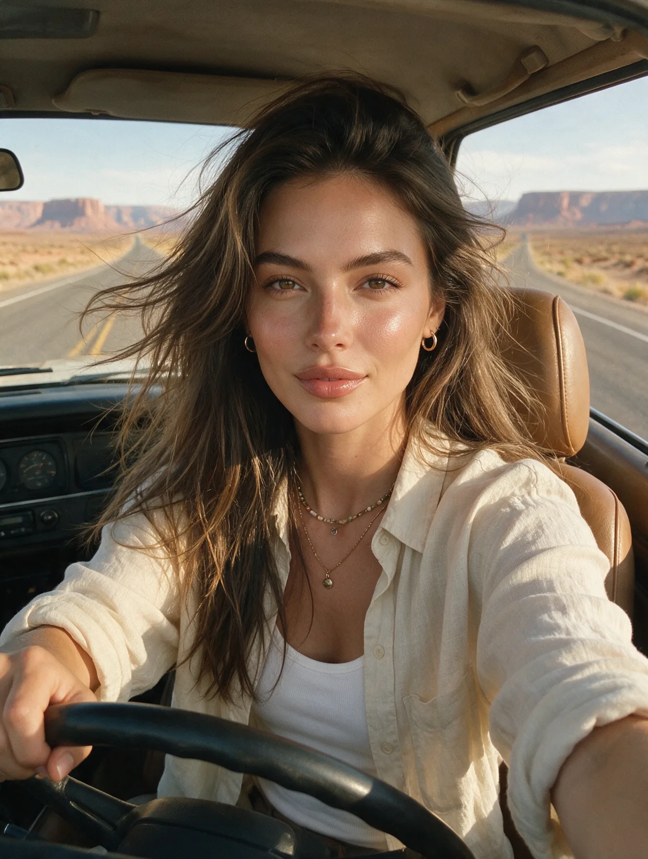 Windswept Desert Highway Selfie