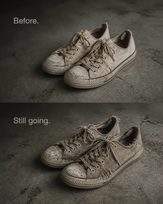 Worn Sneakers Split Quote Post
