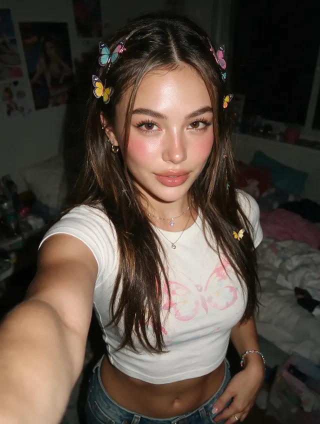 Y2K Flash Bedroom Selfie Portrait